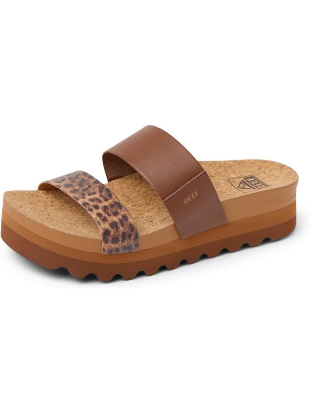Women's Brown And Leopard Arch Support Ultra Soft Footbed Platform Sandal Shoes